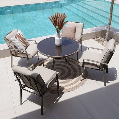 Lagoon 1 + 4-seater Dining Set - Brown/Champagne