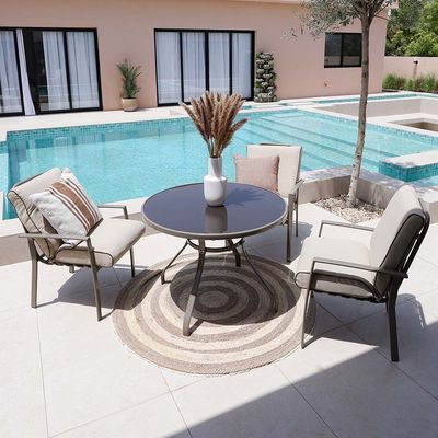 Lagoon 1 + 4-seater Dining Set - Brown/Champagne