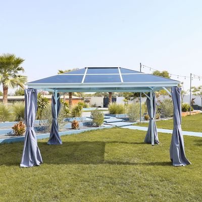 Veora Gazebo With Light & Curtains - White - 3X4 M
