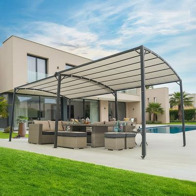 Metal Gazebo With Sliding Roof - Grey