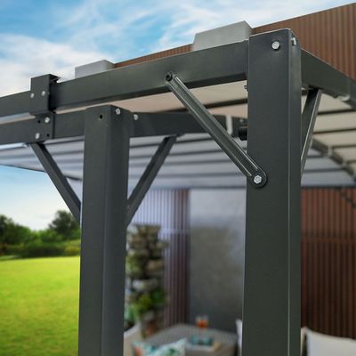 Metal Gazebo With Sliding Roof - Grey