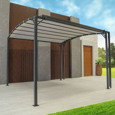 Metal Gazebo With Sliding Roof - Grey