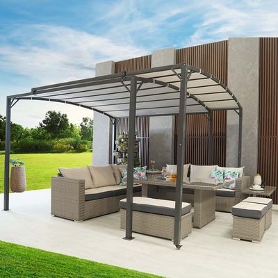 Metal Gazebo With Sliding Roof - Grey