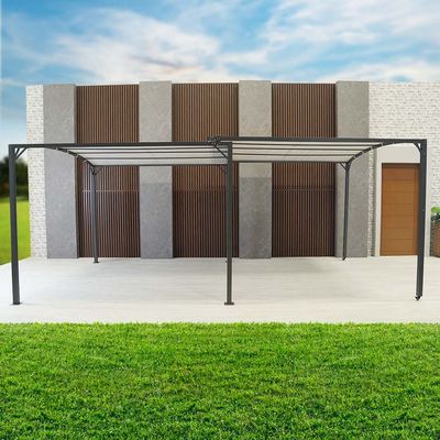 Metal Gazebo With Sliding Roof - Grey