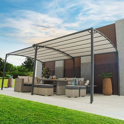 Metal Gazebo With Sliding Roof - Grey