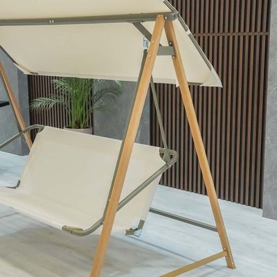 Camila 3-Seater Steel Swing with Canopy -Beige