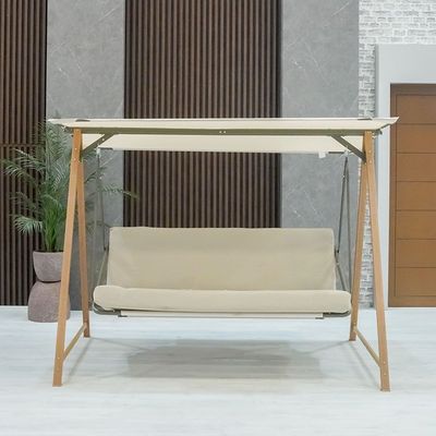 Camila 3-Seater Steel Swing with Canopy -Beige