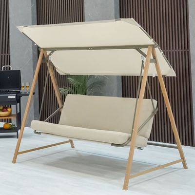 Camila 3-Seater Steel Swing with Canopy -Beige