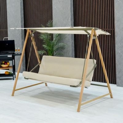 Camila 3-Seater Steel Swing with Canopy -Beige