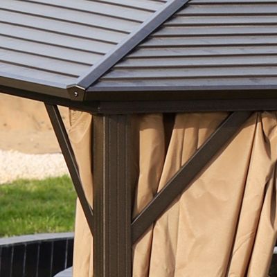 Marhaba Metal Gazebo with Curtains -Brown - 3x3 M