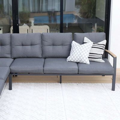 Savio 6-Seater L Shape Outdoor Sofa Set - Grey - With 2-Year Warranty