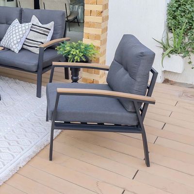 Savio 6-Seater L Shape Outdoor Sofa Set - Grey - With 2-Year Warranty