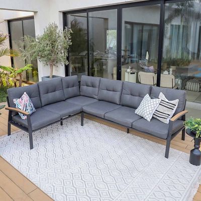 Savio 6-Seater L Shape Outdoor Sofa Set - Grey - With 2-Year Warranty