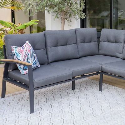 Savio 6-Seater L Shape Outdoor Sofa Set - Grey - With 2-Year Warranty