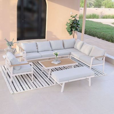 Aston 9-Seater Corner Sofa Set + Footrest - Grey - With 2-Year Warranty