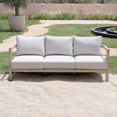 Pedro 5-Seater Sofa Set-Natural Wood/Beige-With 2-Year Warranty