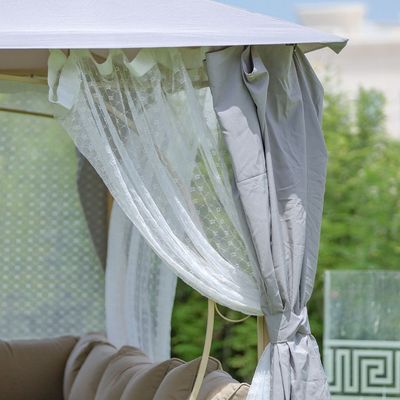 Miraj Gazebo with Seating , Tables, Curtains and Mosquito Nets- 4x4 m