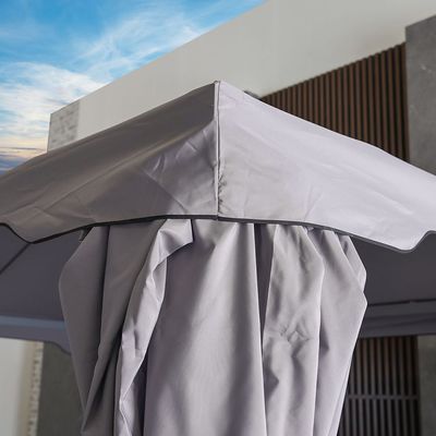 Roma Aluminium Gazebo with Curtains and Mosquito Nets - Grey -  3X4 m