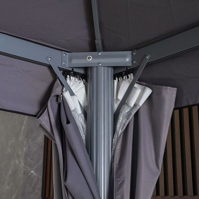 Roma Aluminium Gazebo with Curtains and Mosquito Nets - Grey -  3X4 m