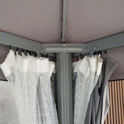 Roma Aluminium Gazebo with Curtains and Mosquito Nets - Grey -  3X4 m