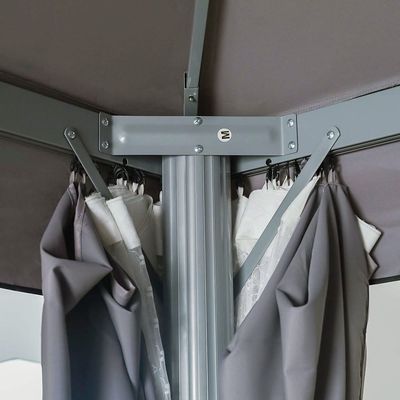 Roma Aluminium Gazebo with Curtains and Mosquito Nets - Grey -  3X4 m