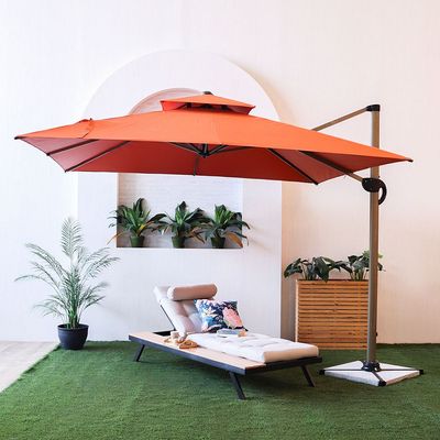 Almira Umbrella With Base- Orange 3X3M