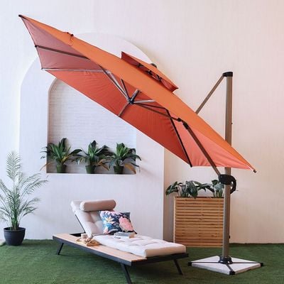 Almira Umbrella With Base- Orange 3X3M
