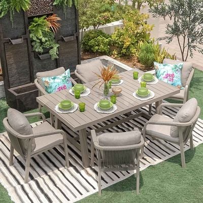 Manchester Hills 1 + 6-Seater Dining Set - Grey - With 3-Year Warranty