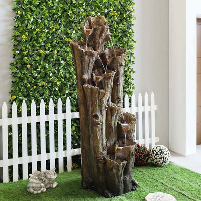 Madeira Fountain – Natural Wood Style- With Light - 74 x 70 x 200 Cm