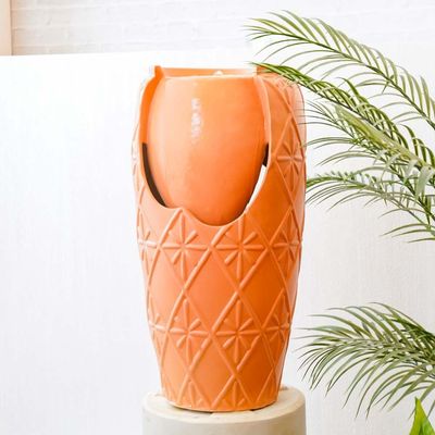 Ceramic Pot Fountain – With Light - 38 x 37 x 72.5 Cm 