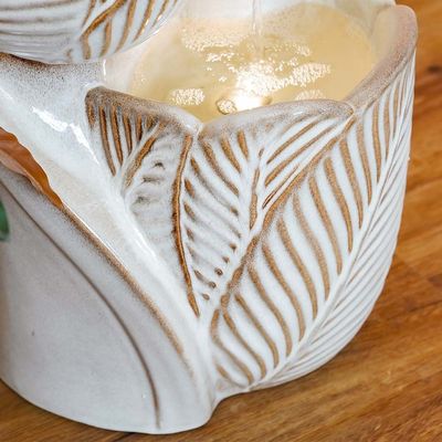 Ceramic Leaves Pot Fountain - With Light - 37.5 x 36.5 x 74.5 Cm