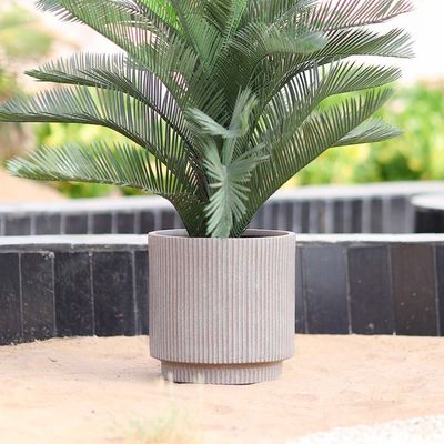 Fiber Clay Pots - Vertical Rib Design - Taupe - 37X37X37 Cm