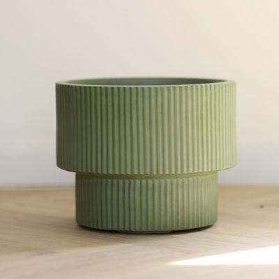 Fiber Clay Pots - Vertical Rib Design – Green 30X30X24 Cm