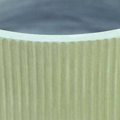 Fiber Clay Pots with Vertical Rib Design – Green - 45X45X37 Cm