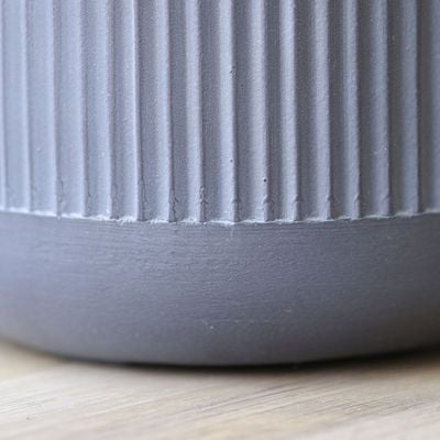 Fiber Clay Pots W. Vertical Rib Design – Grey - 24X24X37 Cm