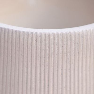 Fiber Clay Pots with Vertical Rib Design – Beige - 44X44X44 Cm