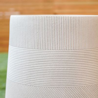Fiber Clay Pots - Varying Stripe Design - Anti-White - 24X24X39 Cmc