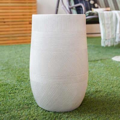 Fiber Clay Pots - Varying Stripe Design - Anti-White - 24X24X39 Cmc