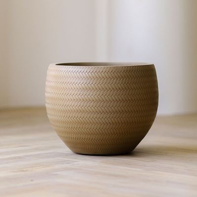 Fiber Clay Pots - Bamboo Design - Terracotta 29X29X22 Cm