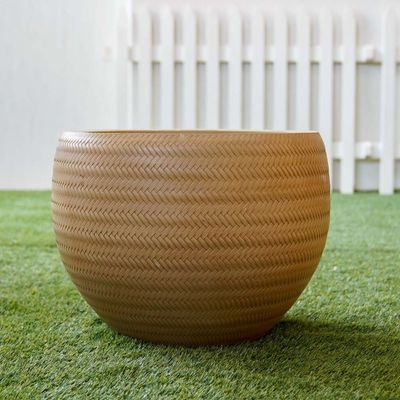 Fiber Clay Pots - Bamboo Design – Terracotta - 50X50X38 Cm