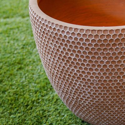 Fiber Clay Pots - Honeycomb Design – Terracotta - 45.5X45.5X41.5 Cm