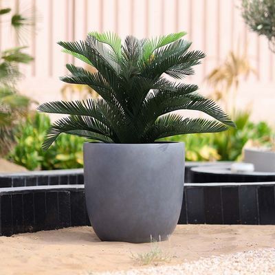 Fiber Clay Pots - Smooth Design - Light Grey - 42X42X43 Cm