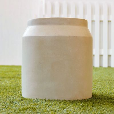 Fiber Clay Pots - Smooth Design - Beige - 48X48X52 Cm
