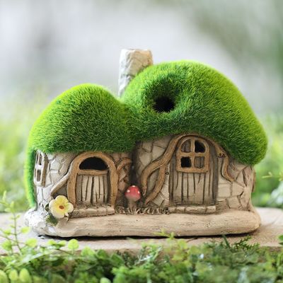 Small Mushroom House Decor with Solar & Timer - Polyresin
