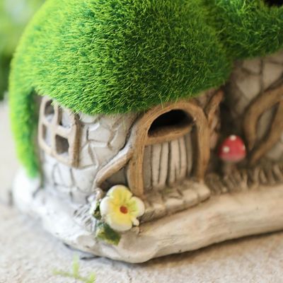 Small Mushroom House Decor with Solar & Timer - Polyresin