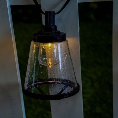 Clear Glass Black Metal Solar String Light 6.7M