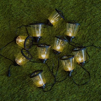 Clear Glass Black Metal Solar String Light 6.7M