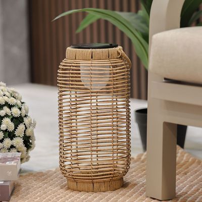 Wicker Barrel Lantern D19*37Cm