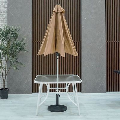 طقم طعام ايڤ بمقعد واحد وأربعة مقاعد من تيكستيلين مع مظلة - أبيض/كاكي