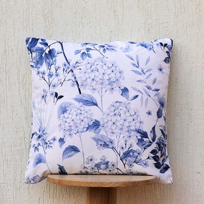 Outdoor Cushion – Hydrangea – White/Blue 50X50 Cm